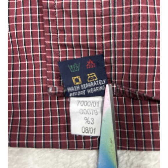 Vintage Y2K Tommy Hilfiger Red Check Plaid Button Down Shirt Men's Size Large - Picture 5 of 9